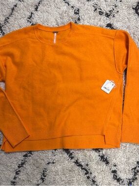 Free People Women's Orange Crewneck Sweater